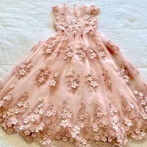 Rose gold dress with textured flowers